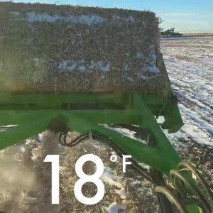 Stackrite Bale Stacker in the cold. Stackrite Bale Stacker